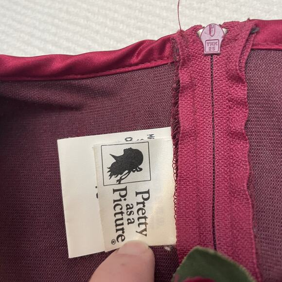 Vintage Pretty As A Picture Velvet And Lace Dress - Picture 6 of 7